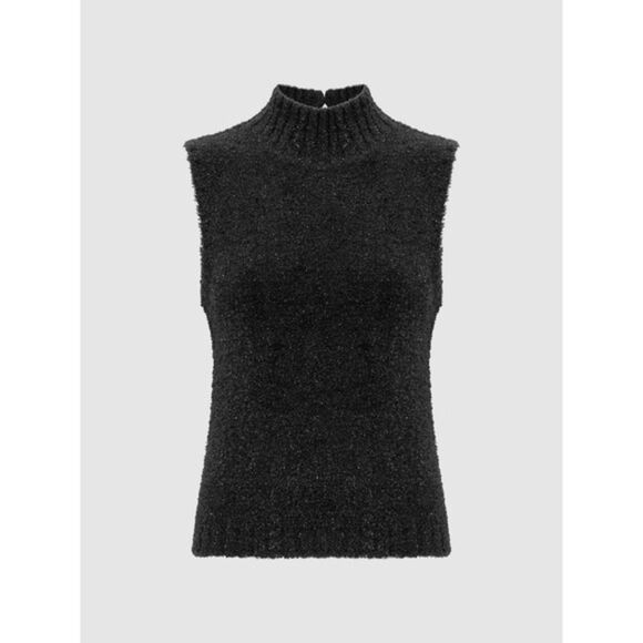 REISS Georgia Tinsel Knitted Sleeveless Vest Black Size M - Picture 3 of 12